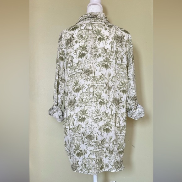 RACHEL ZOE Tropical Safari  Print Button Down Shirt Size Small - Picture 2 of 8
